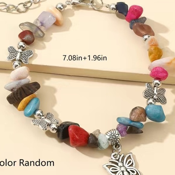 New Colorful Daisy Butterfly Crystal Amethyst Flower Charm Bracelet - Picture 4 of 9